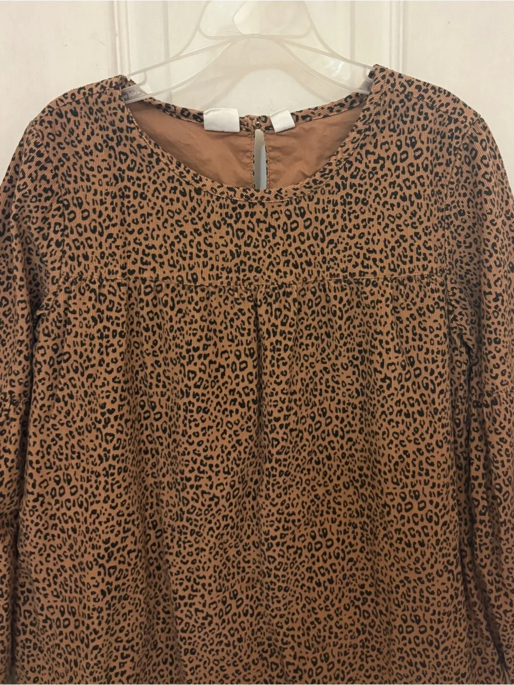 GAP Leopard Print Corduroy Long Sleeve Dress